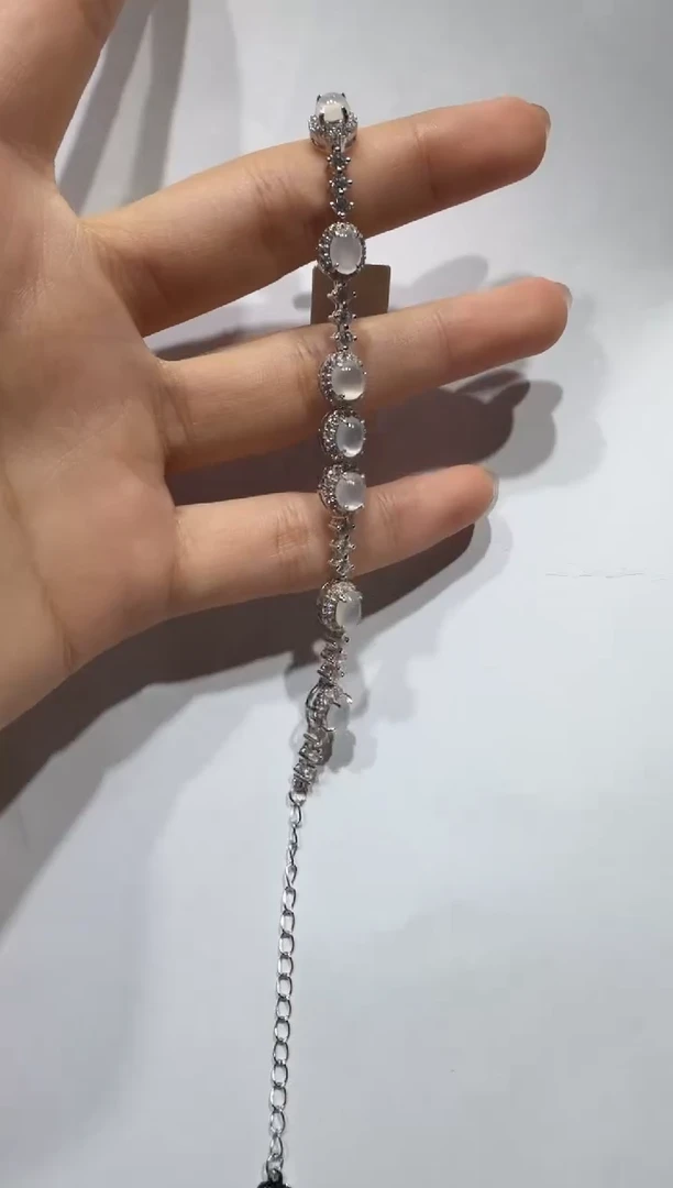 银S925镶嵌手链翡翠缅甸A货翡翠