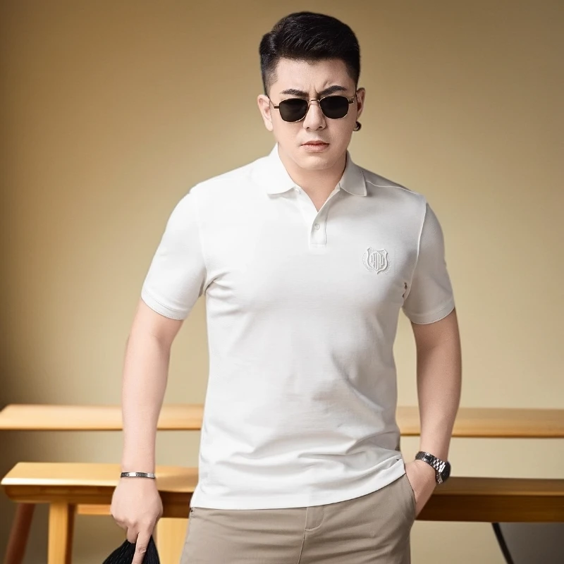 维斯克纳短袖polo衫男士夏季薄款白色上衣商务休闲翻领半袖t恤男