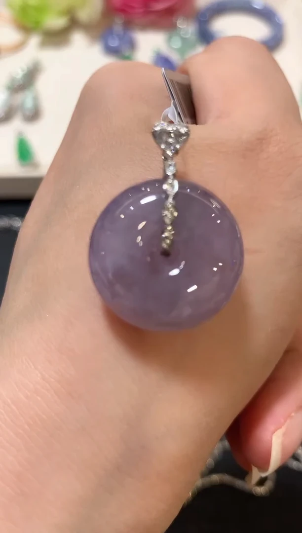 吊坠(不含链)18K金镶嵌翡翠z199紫色有色差