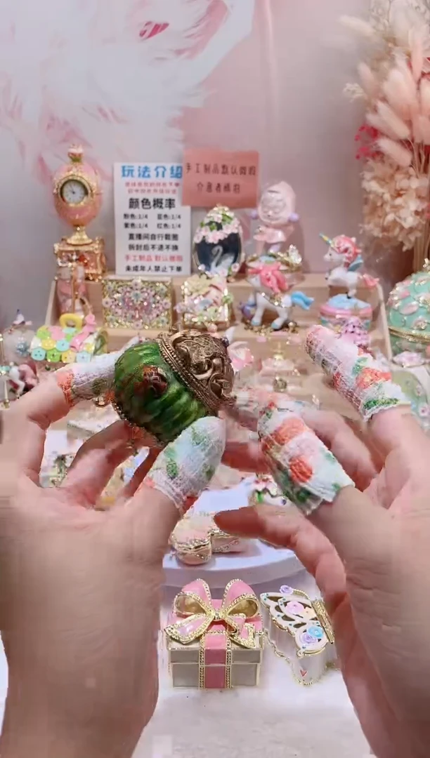 合金珐琅彩首饰盒摆件