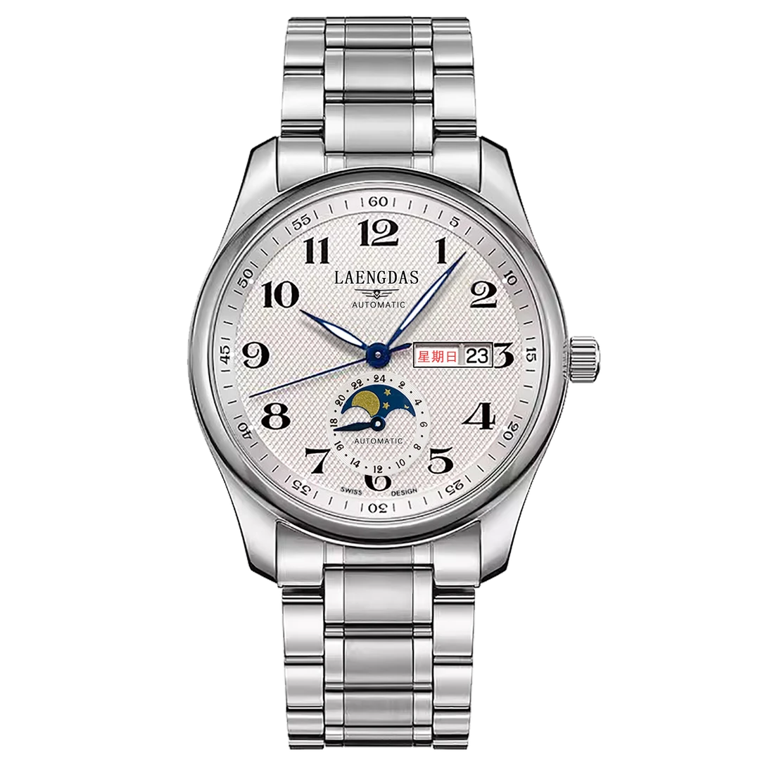 【专柜直发】全新未拆封/双日历钢带/四针月相/全自动夜光防水LJ