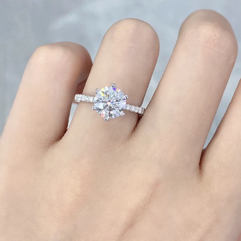 国检天然2克拉钻石戒指H色VVS净度铂金950真钻戒求婚戒指女21678