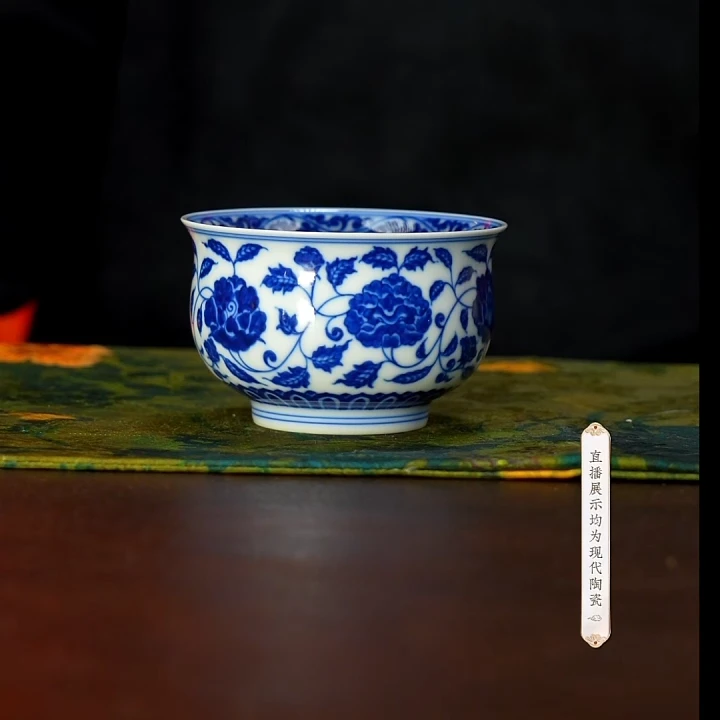 【小乔赏瓷】 沐茗古韵，景德镇手工手绘四季花炉式杯mmgy156.