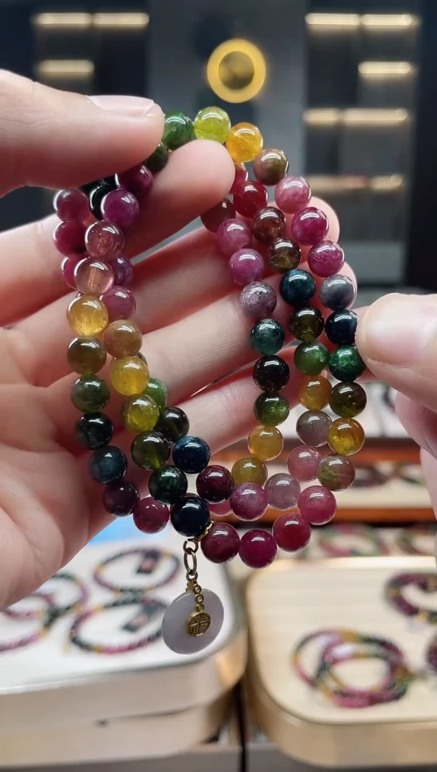 未镶嵌老矿碧玺三圈手串7mm+碧玺多样性发一条xion