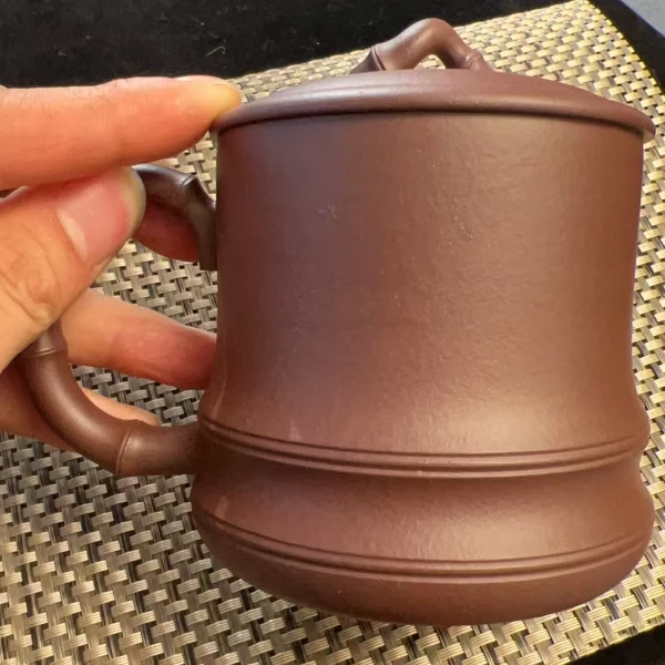 原矿紫砂主人杯品茗杯  底槽青  竹节盖杯