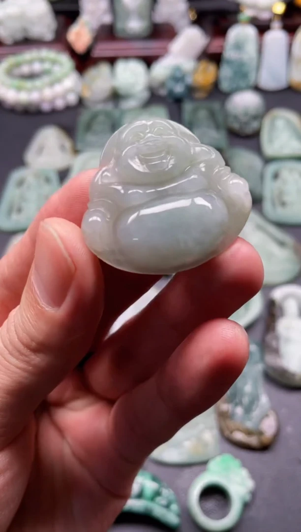 颈饰未镶嵌翡翠12  天然翡翠a货  大肚佛