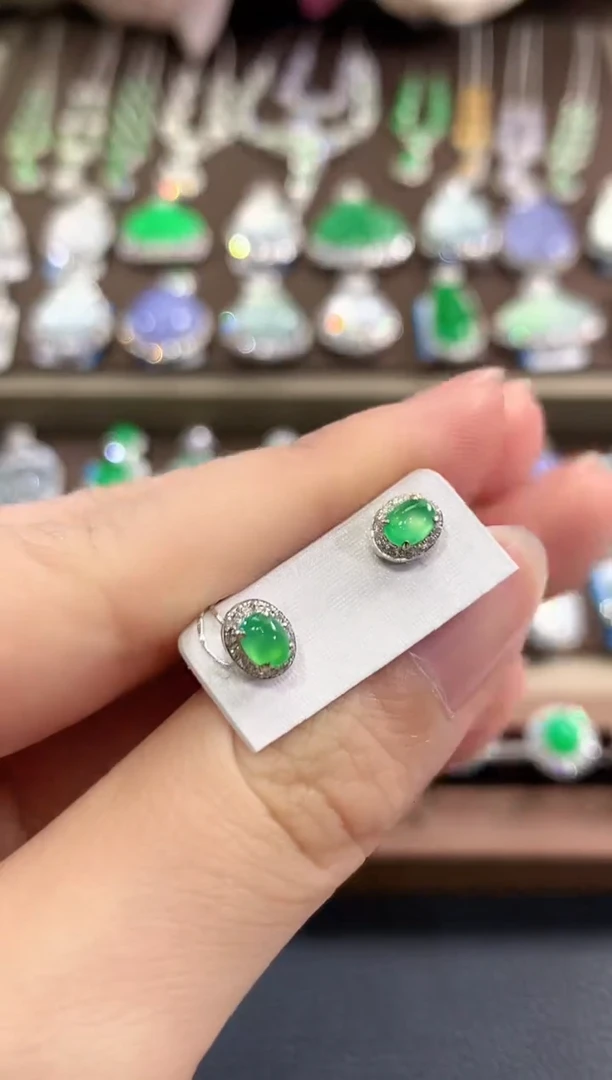 18K金镶嵌翡翠耳饰b32多样性一件发货