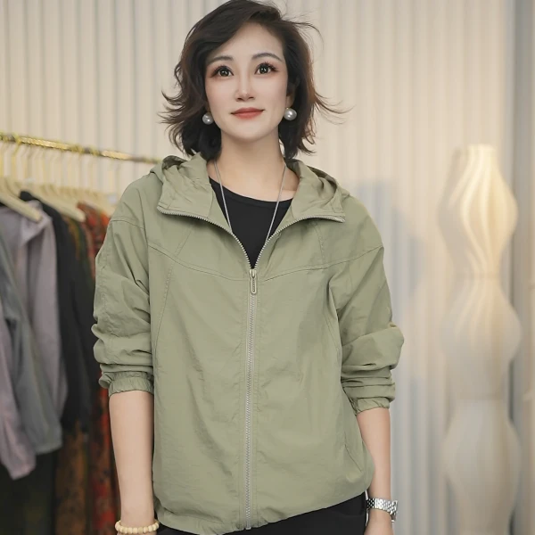 （立体裁剪）夏季新款透气时尚百搭连帽防晒服