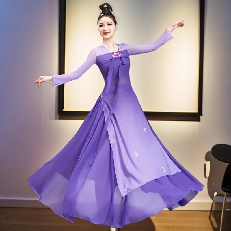 改良汉唐齐胸长款练功服古典舞中国风走秀日常服舞蹈服演出服套装