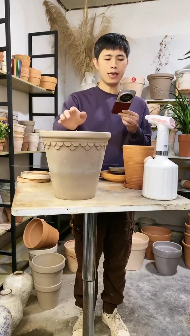 【闪购商品】红陶瑕疵无售后25*23灰陶巴洛克 1盆无托