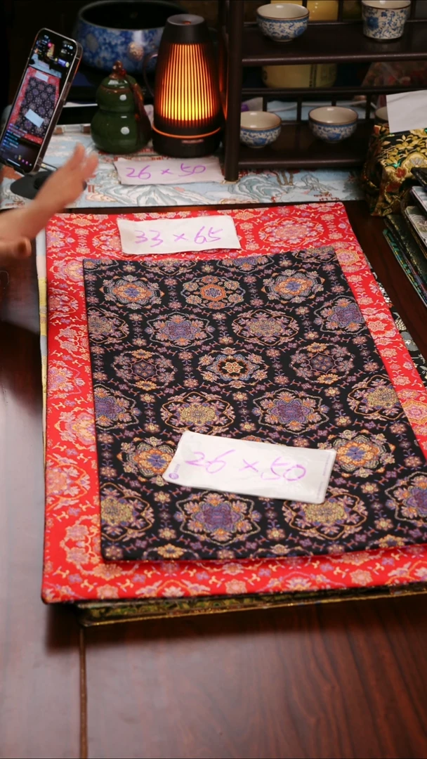 【天青宝相花紫红双面】中国风干泡织锦茶席33*65