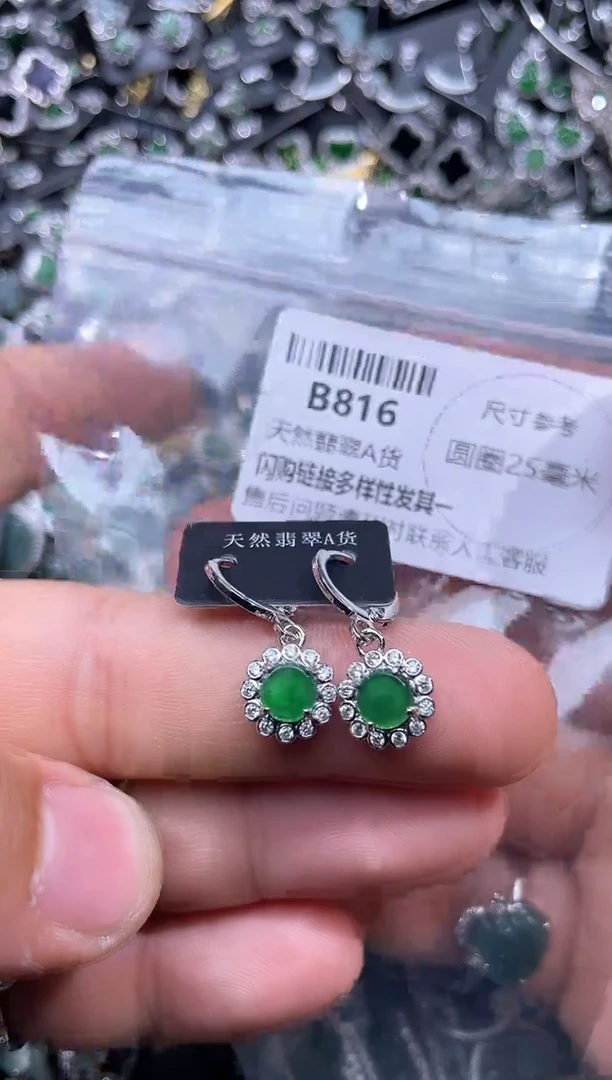 【闪购商品】翡翠颈饰未镶嵌B816耳扣