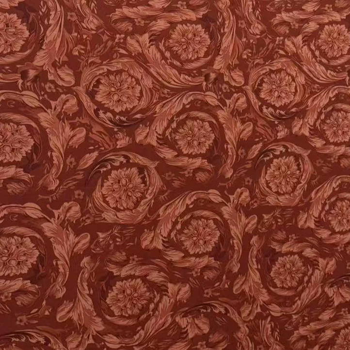 【砖红浪花】【弹力双绉面料布料】微弹不透肉时尚时装面料