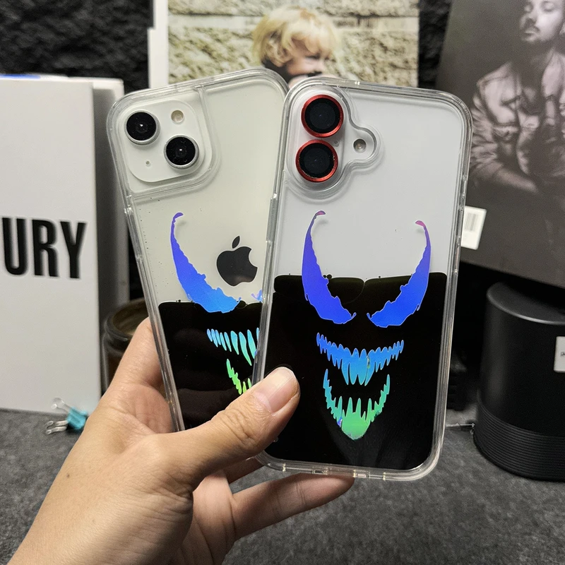 苹果16pro创意毒液动态液体镭射个性手机壳iphone15华为mate60pro