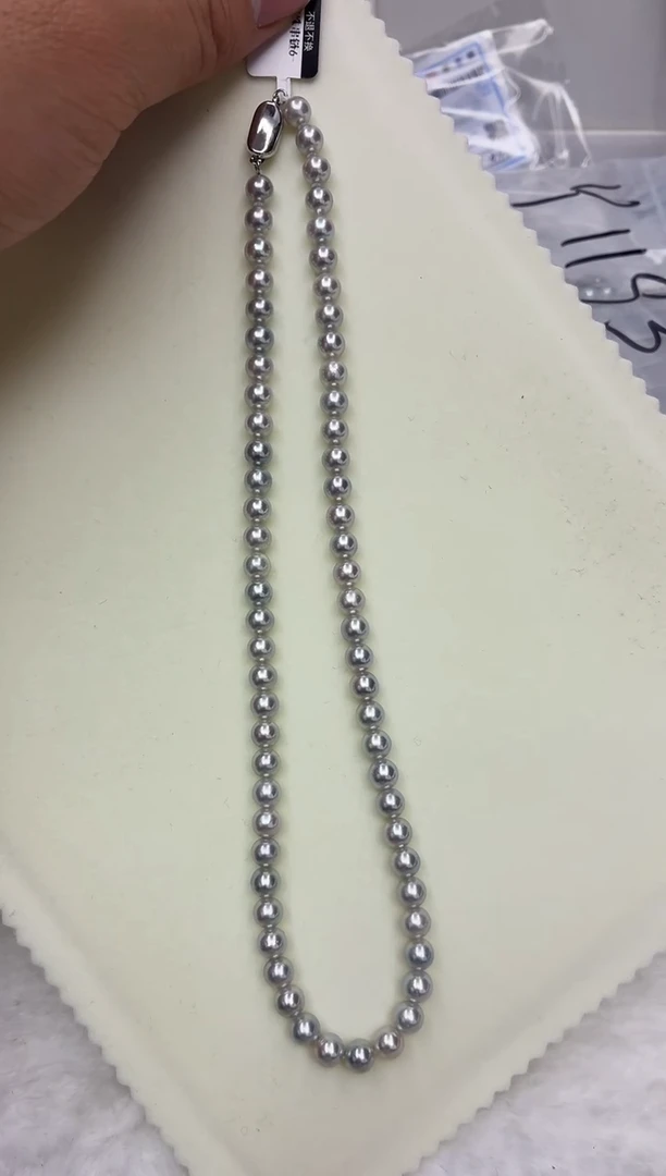 未镶嵌DA海水珍珠灰珠串链6-7 y1193