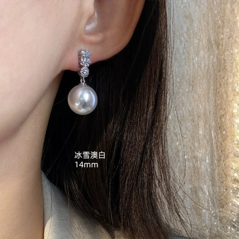 非金属莫桑石耳饰 法式高级感闪钻珍珠耳夹女时尚气质感耳钉轻奢