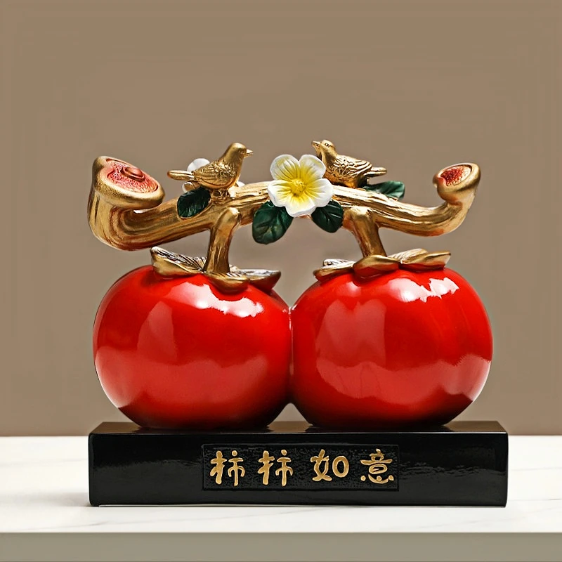 柿柿如意柿子摆件客厅玄关酒柜博古架装饰品搬新家乔迁新居礼物