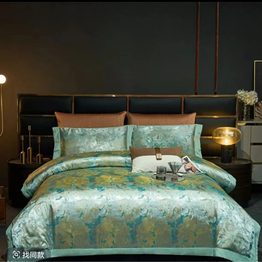 （爆款）心晴雅韵-轻奢贡缎提花床上四件套春夏秋冬不滑床-（M403）