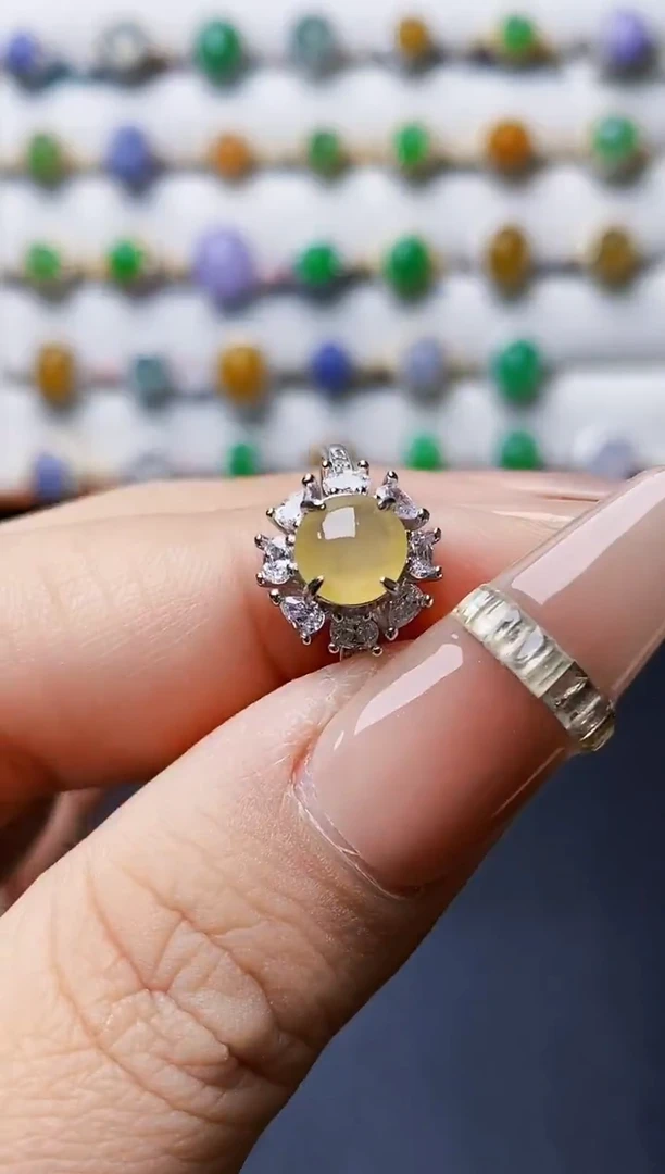 银S925镶嵌戒指翡翠0043