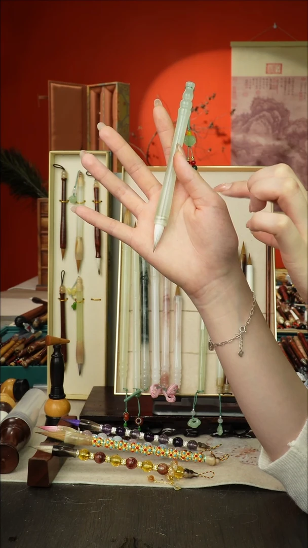 300号闪孤品高货毛笔链接 清水试笔 蘸墨不退