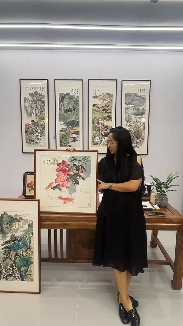 国画阿里丁 60*60 连年有鱼