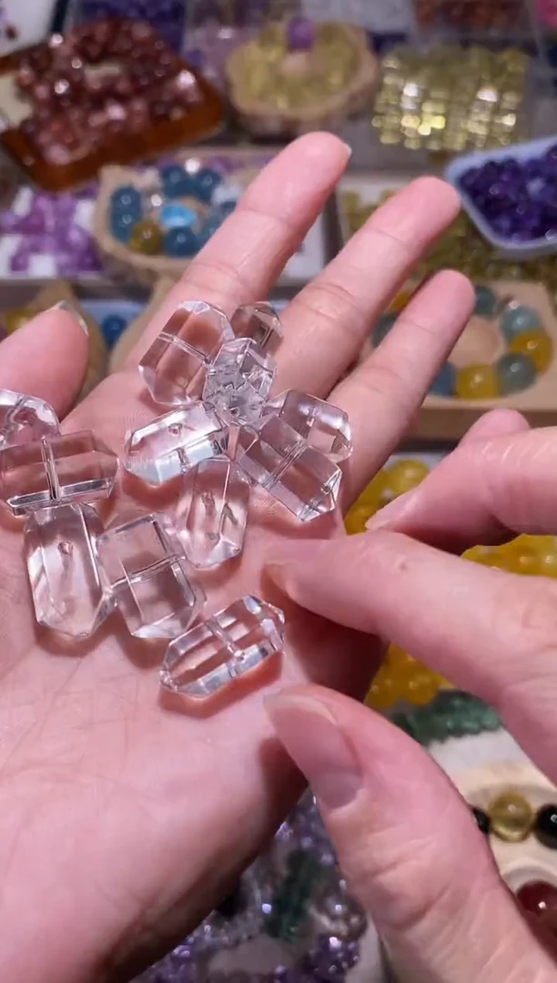 未镶嵌手串水晶白水晶双尖卡11mm一颗