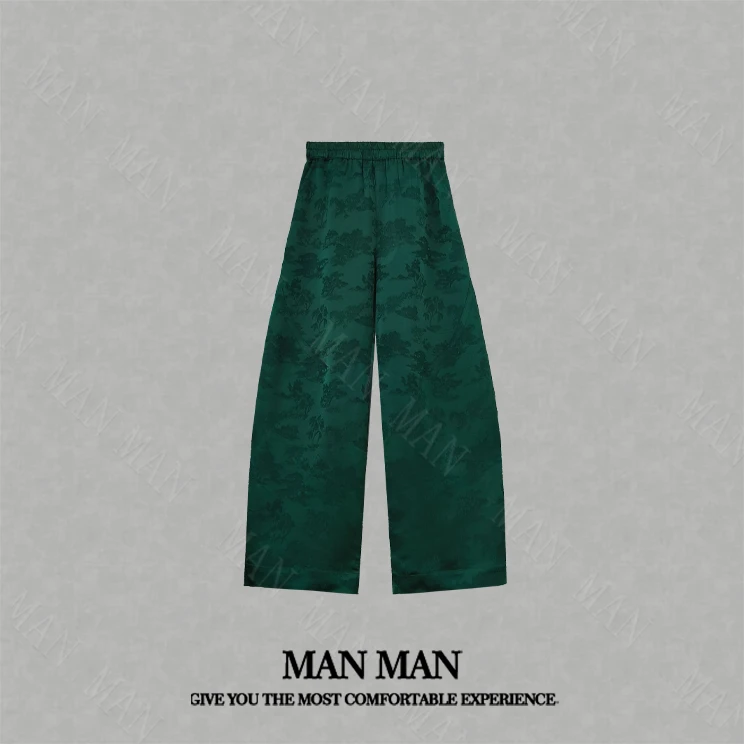 满满-『提花阔版国风裤』24237显瘦直筒百搭气质舒适新中式