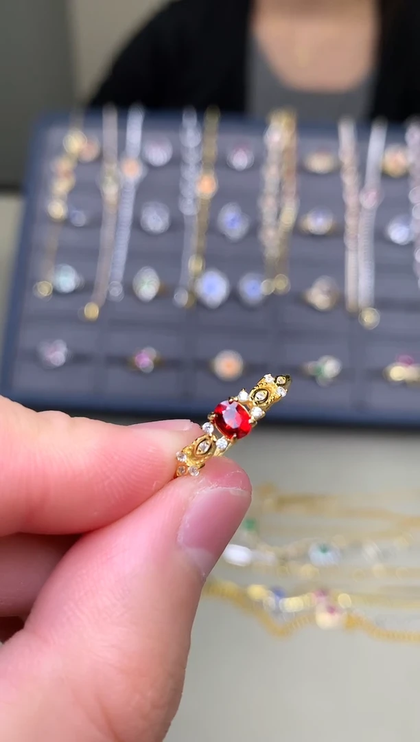 戒指蓝宝石银S925镶嵌戒指