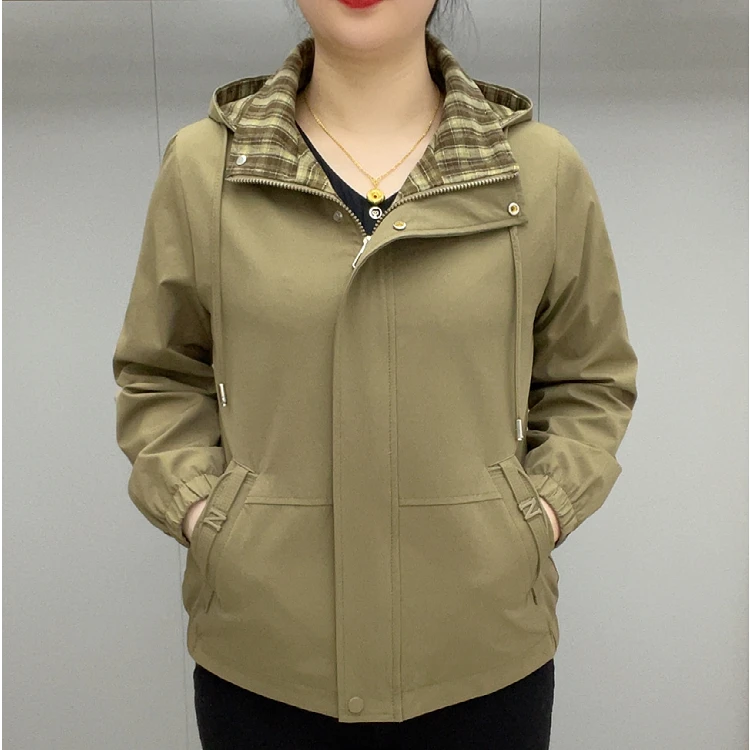 帽子可以拆卸中老年女装常规外套女装春季户外时尚宽松风衣C803