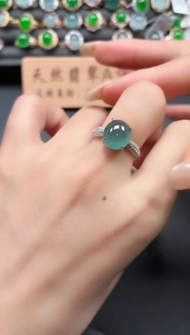 银S925镶嵌戒指翡翠111