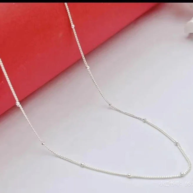 链子足银 足银999.9 间隔珠珠项链（25662）