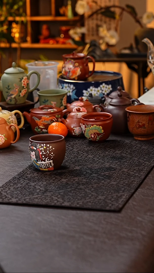 茶杯紫砂斑**哥唐美人主人杯