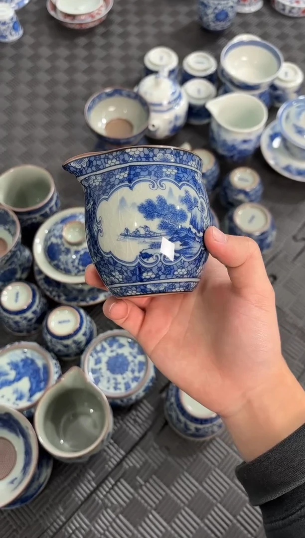 盖碗瓷景德镇陶瓷茶具老陶泥开窗冰梅公道杯