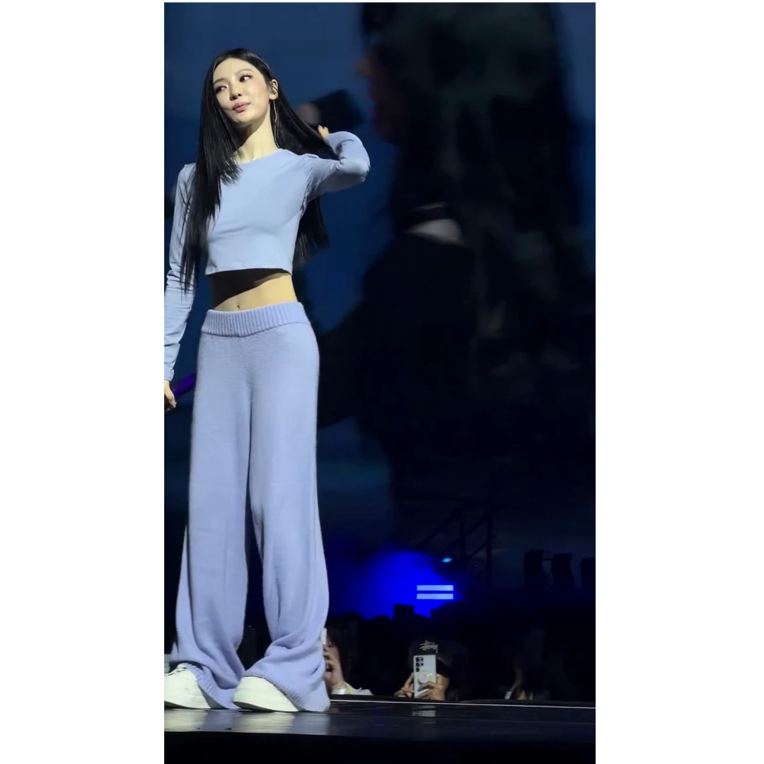 【宁艺卓同款】法式气质高级感修身针织上衣高腰百搭休闲阔腿裤套装