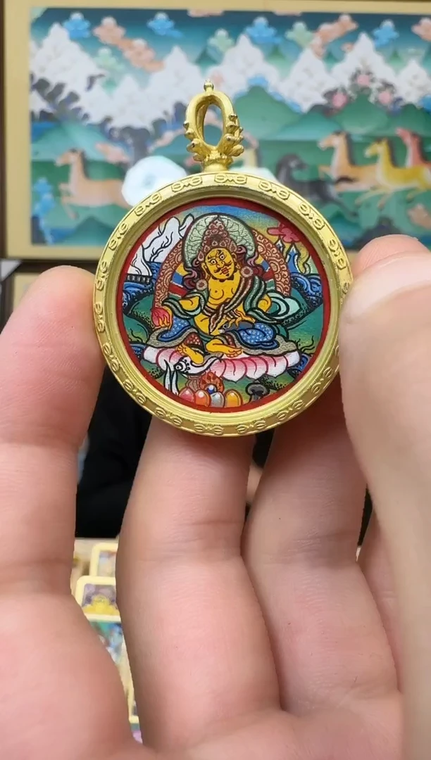 吊坠黄财神-热贡纯手绘唐卡吊坠