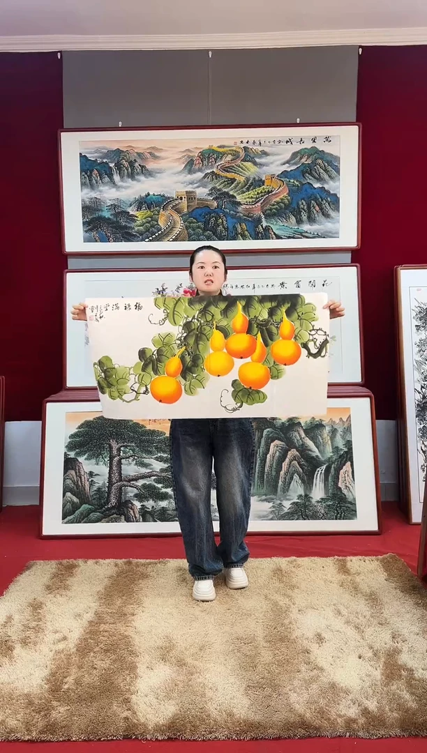 国画手绘葫芦123*63尺寸
