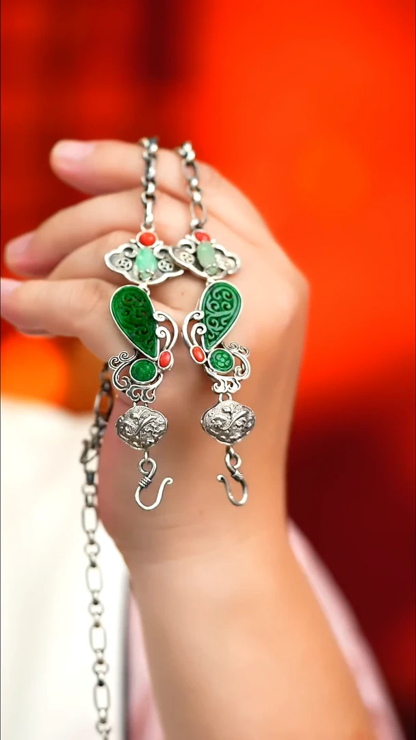 项链银S925镶嵌翡翠新款