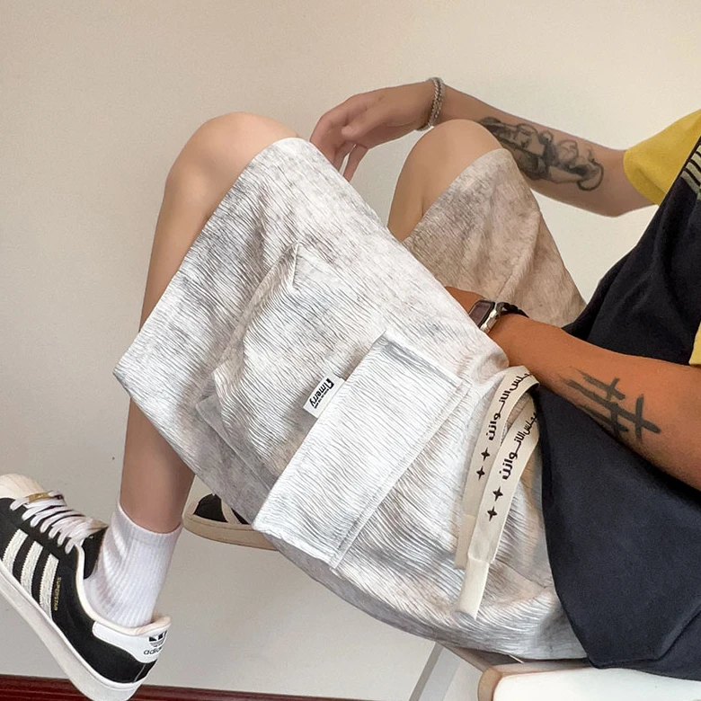 2025新款扎染工装短裤男夏季外穿运动透气休闲潮流百搭五分中裤