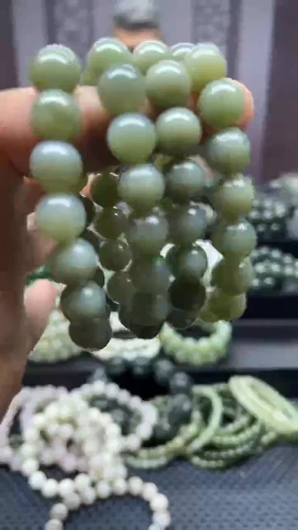 【闪购商品】和田玉手串未镶嵌切莫蓝卡12多样性拍一发一