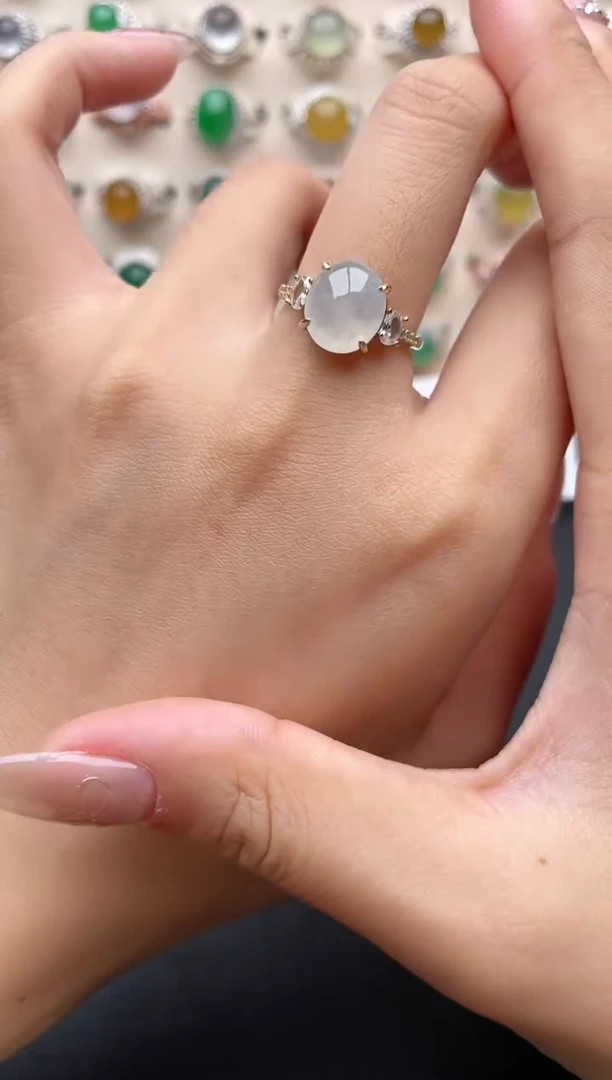 【闪购商品】翡翠戒指银S925镶嵌一物一证一礼盒