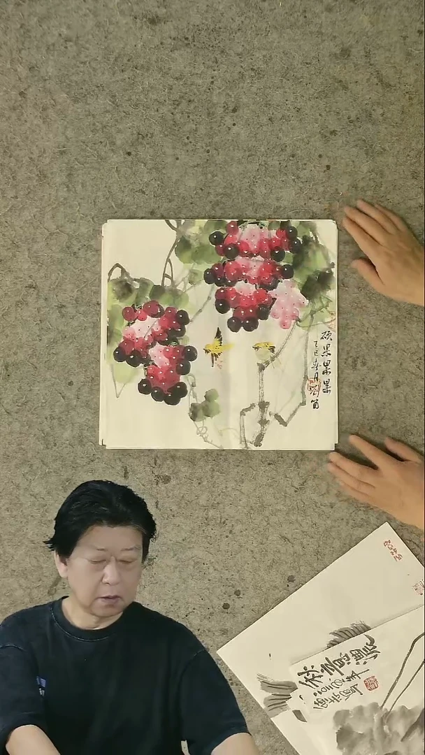 国画刘啸老师  写意花鸟   34*34cm