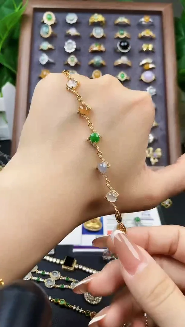 银S925镶嵌手链翡翠12