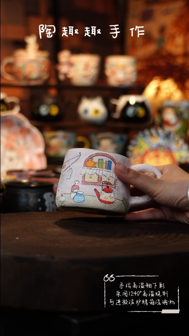 瓷片636手工手绘岩彩咖啡杯