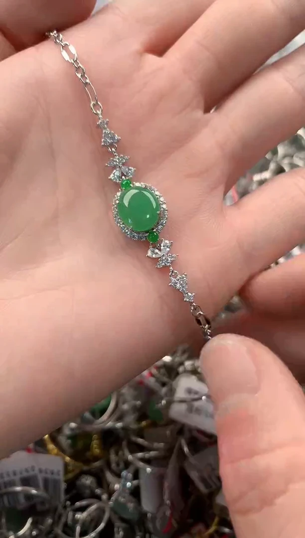 银S925镶嵌戒指翡翠777   3