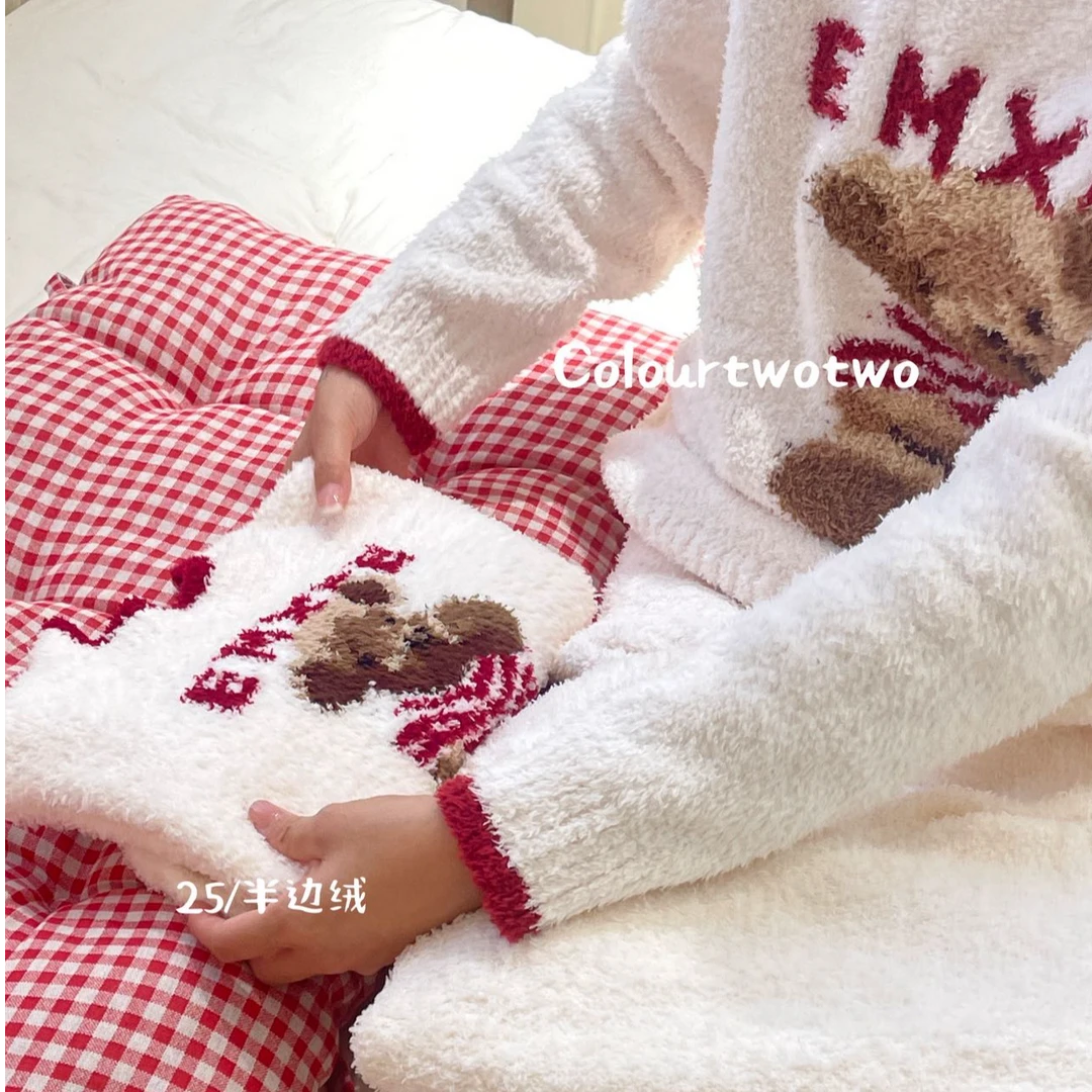 秋冬季亲子家居服套装睡袍居家ins保暖珊瑚绒睡衣