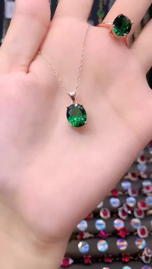 吊坠透辉石银S925镶嵌玫瑰金911