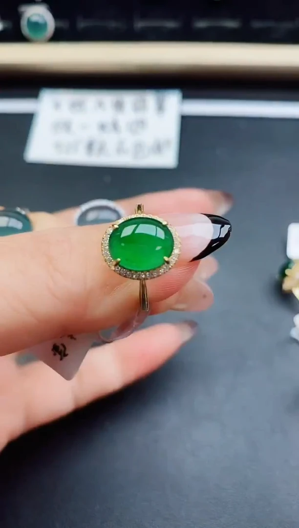 翡翠戒指银S925镶嵌50800