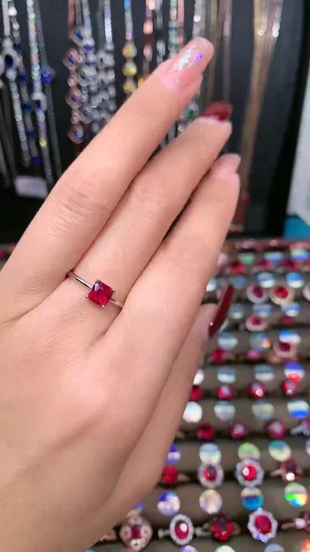 【闪购商品】红宝石戒指银S925镶嵌5银色