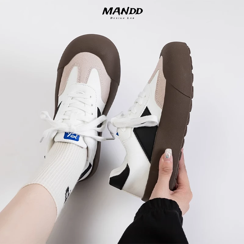 白敬亭同款蓬蓬鞋女2025新款小众厚底大头丑萌面包板鞋复古德训鞋