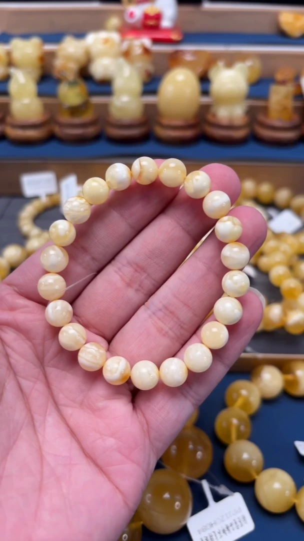 手串蜜蜡未镶嵌p58臻品浓白蜡手串 8.01克 8+mm